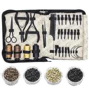 Kit d'outils pour extensions de cheveux noir mat GEMSTONE ENTERPRISES, micro anneaux/perles, pinces à fil, aiguilles à boucle, clips en acier inoxydable - Product Image 1