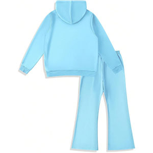 Sudadera con capucha DTG con estampado de letras personalizadas para hombre, pantalones acampanados, chándal, conjunto informal de moda de 2 piezas - Product Image 2