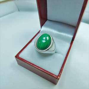 Natural Malachite Gemstone Plain Oval Shape 925 Sterling <b>Silver</b> Men's Ring Special Green Jewelry Gift Ring Him - Product Image 3