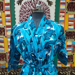 Motif floral 100% coton Kimono Robe pour femmes meilleurs cadeaux printemps été automne-hiver bloc imprimé Robe de chambre demoiselle d'honneur - Product Image 1