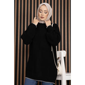 เสื้อสเวตเตอร์ไหมพรมเชนิลล์ทรงโอเวอร์ไซส์สำหรับผู้หญิง ระบายอากาศได้ดี สไตล์ลำลองพื้นฐาน พิมพ์ลายโลโก้ด้านหน้า ทรงเข้ารูป ยาวพิเศษ สำหรับฤดูใบไม้ร่วงและฤดูหนาว - Product Image 2