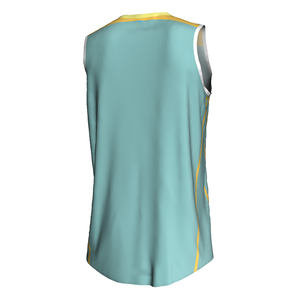 Camiseta de Baloncesto Sublimada Personalizada para Hombre, Cuello en V, Sin Mangas, Bloques de Color, Poliéster que Absorbe la Humedad, Ropa Deportiva - Product Image 6