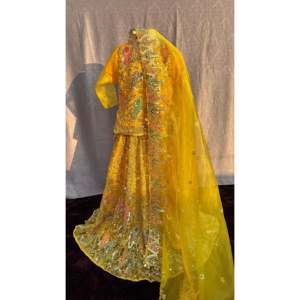 Robes Mehandi élégantes et festives, sari en soie georgette brodé, robe pakistanaise, salwar kameez, Banarasi, achat en ligne - Product Image 1