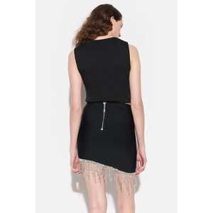 Casual Bodycon <b>Mini</b> <b>Skirt</b> with Embroidered Stone-Embellishment XS Nonwoven Straight <b>Pleat</b> Midi <b>Skirt</b> Spandex Formal Waistline - Product Image 4