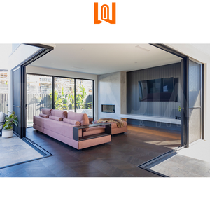 Desain Perancis kaca Tempered aluminium tugas berat pintu depan geser gaya Modern selesai untuk aplikasi eksterior - Product Image 2