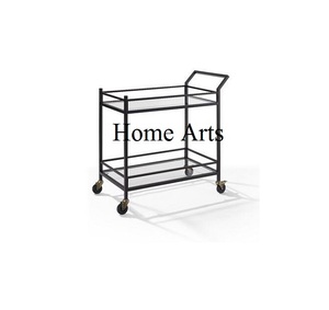 Standard Design Round Shape Tea <b>Trolley</b> <b>With</b> Finest Quality 2 Tier Iron Black Color Food Serving <b>Trolley</b> In Bulk - Product Image 4