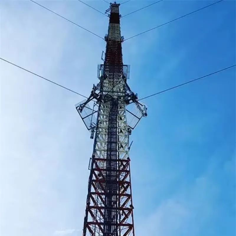 핫 딥 아연 도금 가이드 마스트 텔레콤 타워 와이어 지원 삼각형 원형 바 4g 타워