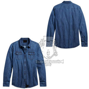 Camisas de Mezclilla de Algodón Tejido para Hombre, MOQ Bajo, Ropa de Trabajo Transpirable de Secado Rápido, Nuevo Estilo de Moda - Product Image 3