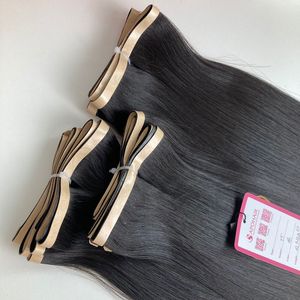 Cinta larga de 12 pulgadas de alta calidad en extensiones Cabello Remy de color natural Extensiones de cabello humano crudo de textura natural recta - Product Image 6