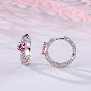 Pendientes de Aro de Plata de Ley con Corte Corazón y Circonita, Jeulia Enduring Radiance, para Fiesta - Product Image 5