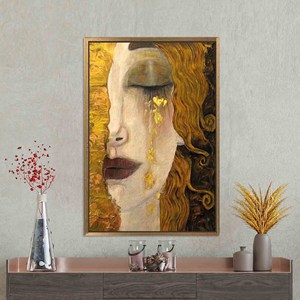Elegant Golden Tears <b>Canvas</b> Wall Art - Printed Design Decor,Gold <b>Framed</b> - Product Image 1