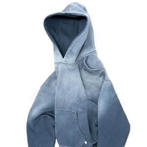 100% coton lavé à l'acide hommes à capuche Vintage en détresse Boxy Fit pull 500Gsm blanc français éponge surdimensionné à capuche - Product Image 6