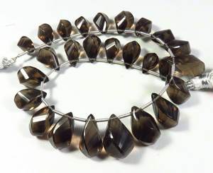 ลูกปัดควอทซ์เหลี่ยมเพชรพลอยธรรมชาติขนาด8นิ้วสีน้ำตาล9-16มม. พลอยเกลียวแบบรมควันอัญมณีแฟนซีแบบหลวม - Product Image 1