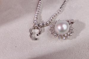 Sunlit Dreams Luxurious 18K/925S Diamond and Pearl Accents <b>Necklace</b> Elegant 18K Gold Plated <b>Necklace</b> - Product Image 2