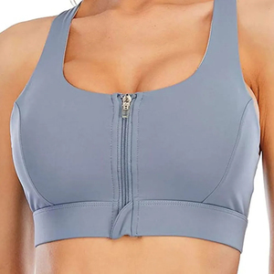 Sujetador deportivo transpirable de alta sujeción con cremallera frontal y almohadillas extraíbles para mujer, ideal para fitness y running, venta al por mayor. - Product Image 5