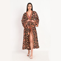 Nouvelle robe kimono bohème en soie artificielle de style bohème, robe enveloppe en sari recyclé indien
