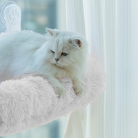 Hamac de fenêtre pour chat sans fil, pliable, en fausse fourrure, avec ventouses robustes, pour intérieur