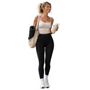 Leggings de yoga pour femmes de qualité supérieure, coupe évasée, longueur intégrale, écologiques, couleur unie, logo personnalisé, cordon de serrage, taille haute, sans couture - Product Image 4