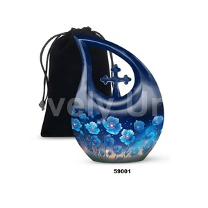 Vente chaude larme fleur thème crémation adulte urne pour cendres humaines décoratif souvenir croix urne avec sac en velours gratuit - Product Image 6