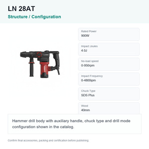 Linoon LN สว่านเจาะค้อนขนาด28มม. แบบ SDS-Plus เครื่องมือไฟฟ้าสำหรับอุตสาหกรรมค้อนหมุนสำหรับ28AT - Product Image 2