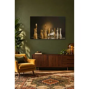 Impression sur toile des pièces d'échecs en or et argent Fida - Product Image 3