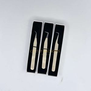Pinzas de extensión de pestañas de fibra con punta curva y agarre de diamante, de alta calidad, para aislamiento/boot/90, con recubrimiento en polvo nude, instrumentos de belleza - Product Image 1