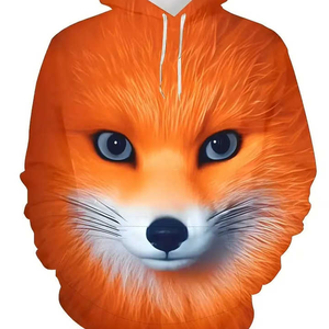 Sweat à capuche homme imprimé renard 3D Pull à manches longues Street Style Sweatshirt Oversized Full Zip Us coton Thermal - Product Image 4