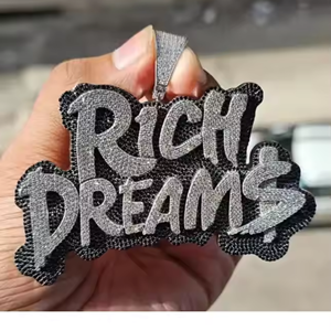 Hip Hop Diamond Pendant with Personalized <b>Name</b> 925 Silver Moissanite diamond silver Plated Cuban Link <b>Chain</b> Icedown Jewelry - Product Image 3