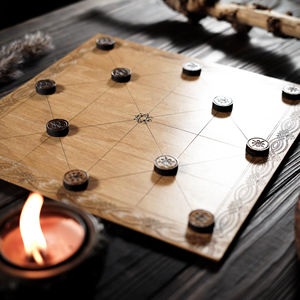 Juego de Mesa de Alquerque de Madera Hecho a Mano, Clásico Juego de Estrategia, Diversión Familiar, Entretenimiento de Mesa para Interiores - Product Image 1