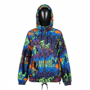 Fashion <b>Women</b> <b>Windbreaker</b> Jacket High Quality Polyester Streetwear Style Colorful Print Custom Logo <b>Windbreaker</b> Jacket For <b>Women</b> - Product Image 1