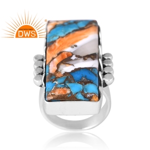 Stylish Design Sterling Silver Natural Mojave Copper Oyster <b>Turquoise</b> Gemstone <b>Ring</b> For Women Custom Jewelry For Women - Product Image 1