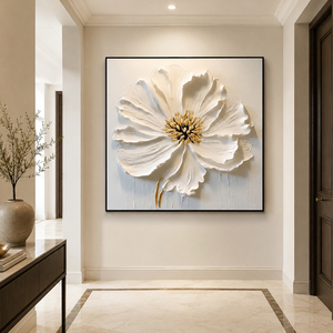 Grande peinture à l'huile 3D de fleurs sur toile, peinte à la main, art moderne, peinture texturée originale, art floral pour la maison, décoration murale pour le salon - Product Image 2