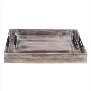 Assiette à manger rectangulaire et plateau à thé Plateau de service en bois d'ébène massif pour hôtel, restaurant, maison et salon - Product Image 1