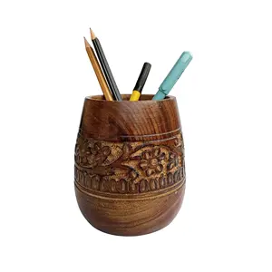 Porte-crayon de styliste en bois de bureau | Accessoires pour gobelets de pinceaux de maquillage mignons organisateurs de pinceaux de bureau stylo en bois