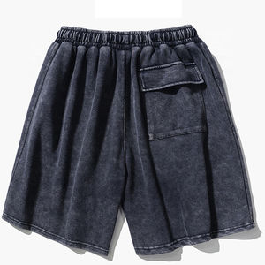 Vintage Sun Dye Fade Sweat Coton Shorts pour Hommes Solide Workout Gym Bleach Wash Personnalisé Distressed Cut Edge Puff Printing High - Product Image 5