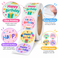 Autocollant rond adhésif imperméable personnalisé pour anniversaire, pour la décoration de fête et de cadeaux