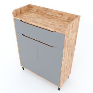 Meuble à chaussures au design minimaliste avec pieds en fer et tiroirs en bois de caoutchouc - Dimensions 80x35x110 (cm) - KG68031 - Product Image 3