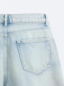 กางเกงยีนส์2025 100% แบบใหม่มีซิปของผู้ชายกางเกงยีนส์ขาสั้นผ้าเดนิมแบบหลวมมีซิปเย็บปักตะเข็บระบายอากาศได้ดี - Product Image 6