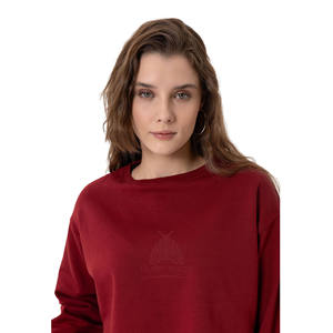 เสื้อสเวตเชิ้ตคอกลมคุณภาพสูง MOQ ต่ำ ทรงหลวมสำหรับผู้หญิง ผ้าฝ้ายฟลีซ 100% สำหรับฤดูหนาว เป็นมิตรกับสิ่งแวดล้อม แห้งเร็ว สไตล์ฮิปฮอป - Product Image 3