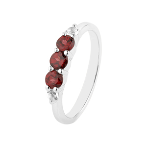Handmade 925 Sterling <b>Silver</b> <b>Ring</b> with Natural <b>Garnet</b> and White Topaz Shah Gems' Everyday Wear Jewelry - Product Image 1