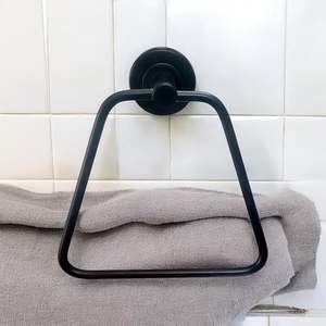 Wall-Mounted Towel Ring Holder Modern Black Metal <b>Bathroom</b> <b>Accessory</b> - Product Image 1