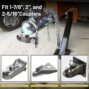 Verrou de remorque universel gris Vypart avec combinaison, compatible avec les supports de coupleur de 1-7/8 et 2-2-5/16 pouces - Product Image 5
