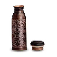 Bouteille d'eau en cuivre brun de haute qualité, finition mate, 1 L, écologique, compatible eau bouillante