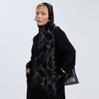 Chal Multifuncional de Lujo Casual para Mujer, 100% Seda de Morera Pura, con Diseño Floral de Líneas Modernas y Bordes Enrollados a Mano