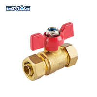 Vanne à bille en laiton à compression BMAG OEM 1/2'' DN 20 pour eau, avec poignée à levier, compatible PEX-AL-PEX