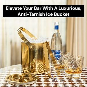 Durable Stainless Steel Wine <b>Ice</b> <b>Bucket</b> Customized Logo Modern <b>Insulated</b> Design Easy-Carry Handles Parties Beverages Includes - Product Image 2