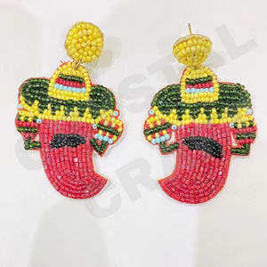 Sombrero Chili Pepper Pendientes colgantes Nueva llegada Cuentas hechas a mano transfronterizas Oro Moda creativa para fiestas Estilo Cristiano - Product Image 1