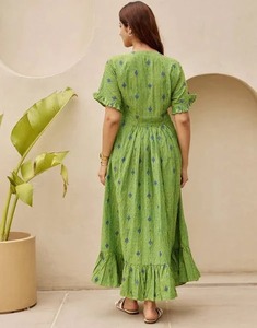 Vestido informal de algodón orgánico hecho a mano para mujer, vestido bohemio con estampado Floral a la moda para verano, regalo de San Valentín - Product Image 4