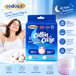 MAIKALA Culottes hygiéniques jetables en coton pour femmes, 30 pièces, super absorbantes, anti-fuites, pour la nuit - Product Image 1