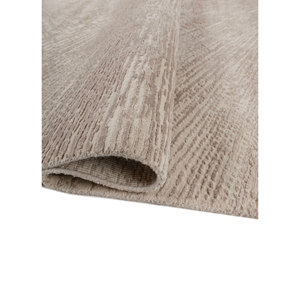 Tapis Uvenuti noué à la main en laine et soie de bambou, motif abstrait rectangulaire ivoire pour la maison, la chambre, le couloir, en viscose, modèle 5005 - Product Image 2